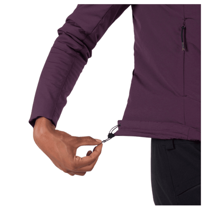 ROSSIGNOL WOMEN'S OPSIDE LIGHT INSULATED HOODIE JACKET - MULBERRY - WAIST ADJUSTMENT