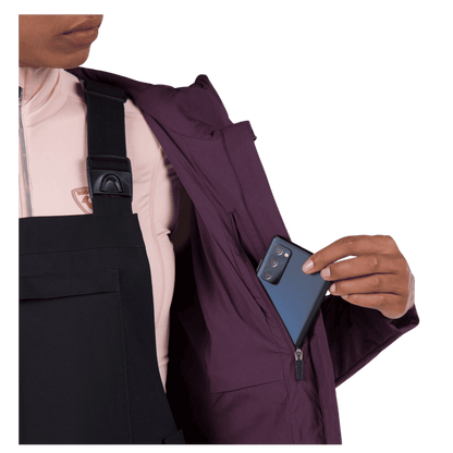 ROSSIGNOL WOMEN'S OPSIDE LIGHT INSULATED HOODIE JACKET - MULBERRY - INSIDE POCKET