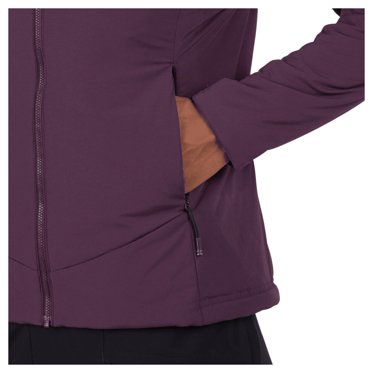 ROSSIGNOL WOMEN'S OPSIDE LIGHT INSULATED HOODIE JACKET - MULBERRY - POCKET 