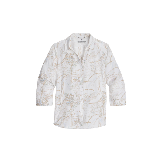 ROYAL ROBBINS WOMENS EXPEDITION PRO 3/4 SLEEVE WHITE MEADOW PRINT