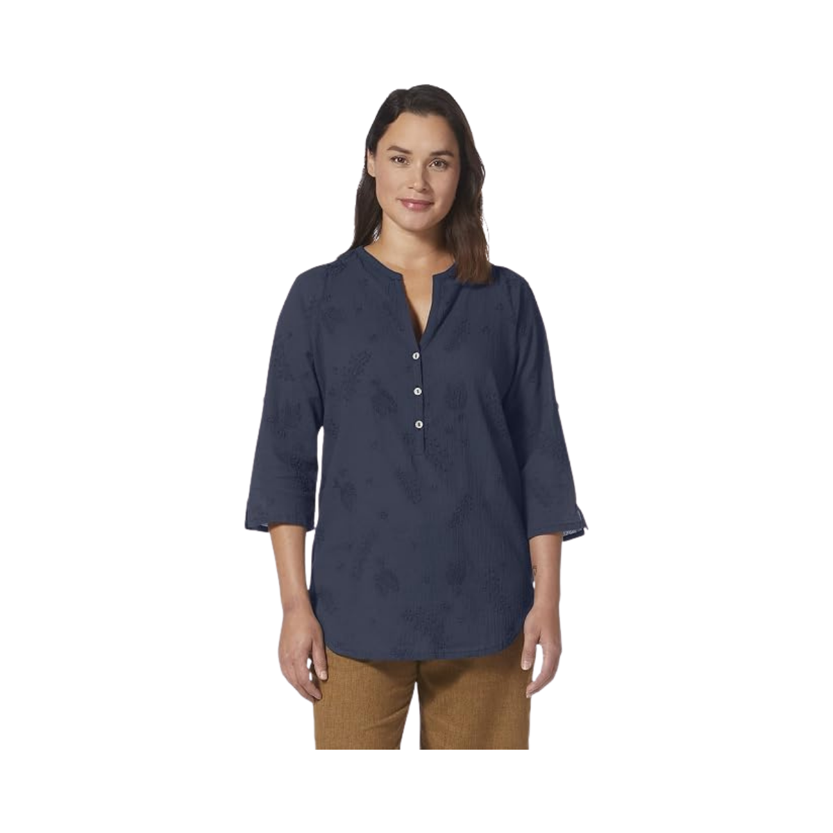 ROYAL ROBBINS WOMENS OASIS TUNIC II 3/4 SLEEVE NAVY