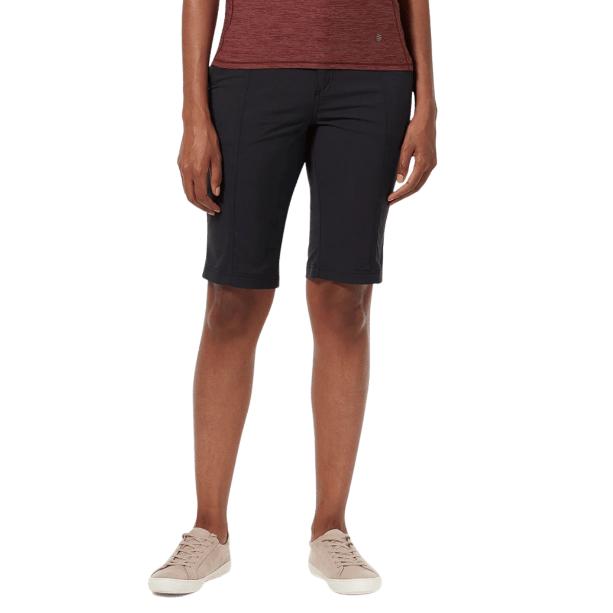 ROYAL ROBBINS WOMEN'S DISCOVERY III BERMUDA 12" - JET BLACK_MODEL ANGLE