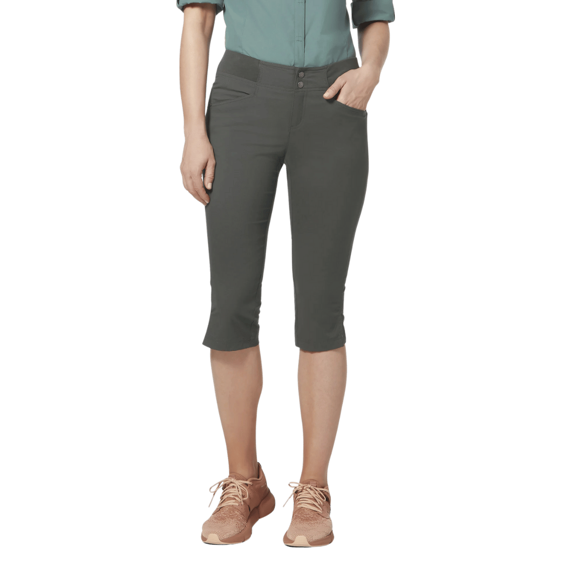 ROYAL ROBBINS WOMEN'S JAMMER II CAPRI -ASPHALT_MODELANGLE