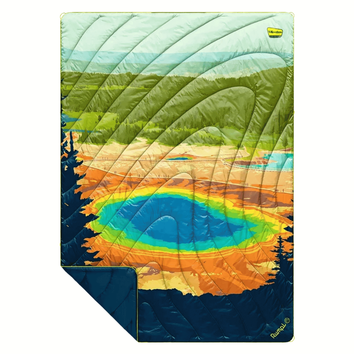 RUMPL ORIGINAL PUFFY BLANKET - YELLOWSTONE NATIONAL PARK_FRONT ANGLE