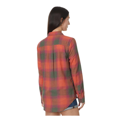 TOAD & CO RE-FORM FLANNEL LONG SLEEVE SHIRT - BURNT OCHRE - BACK VIEW