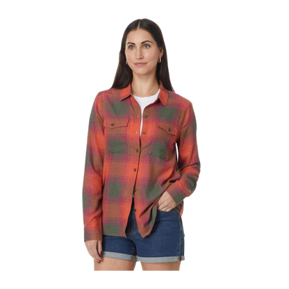 TOAD & CO RE-FORM FLANNEL LONG SLEEVE SHIRT - BURNT OCHRE - FRONT VIEW