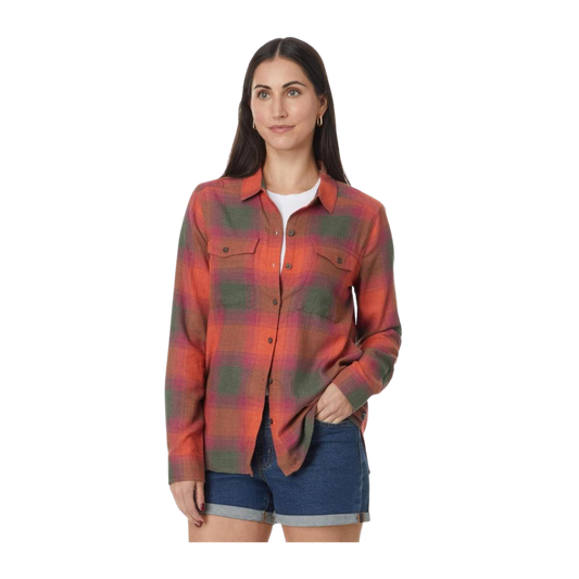 TOAD & CO RE-FORM FLANNEL LONG SLEEVE SHIRT - BURNT OCHRE - FRONT VIEW