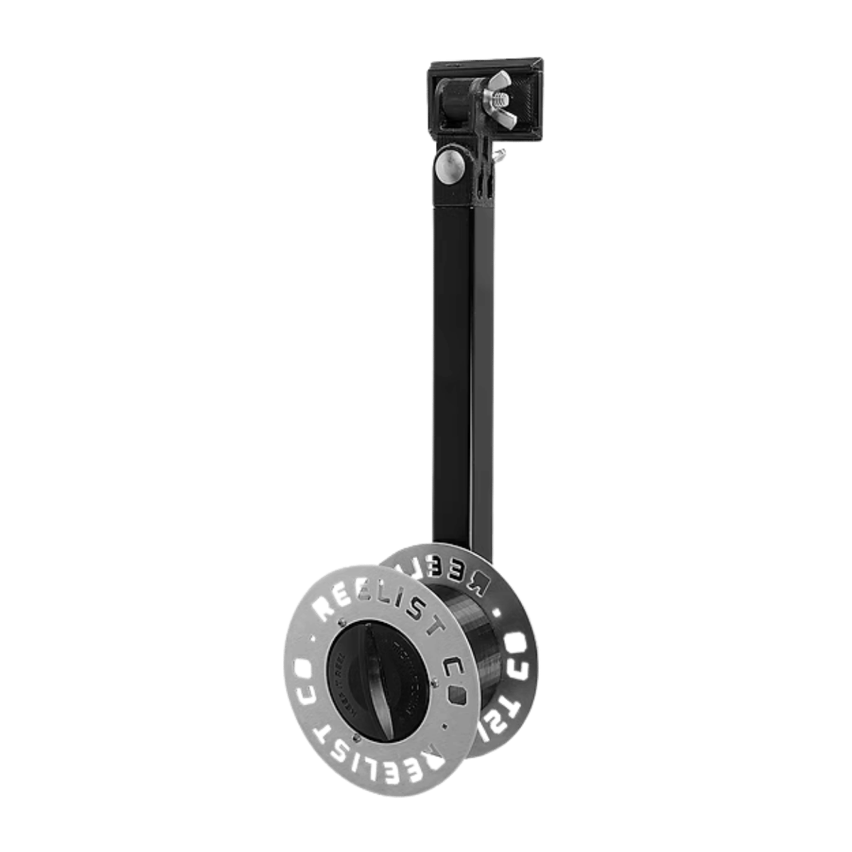 REELIST CO. RATTLE REEL - 360° EXTENDABLE ARM - SILVER - FRONT VIEW - 2ND ANGLE