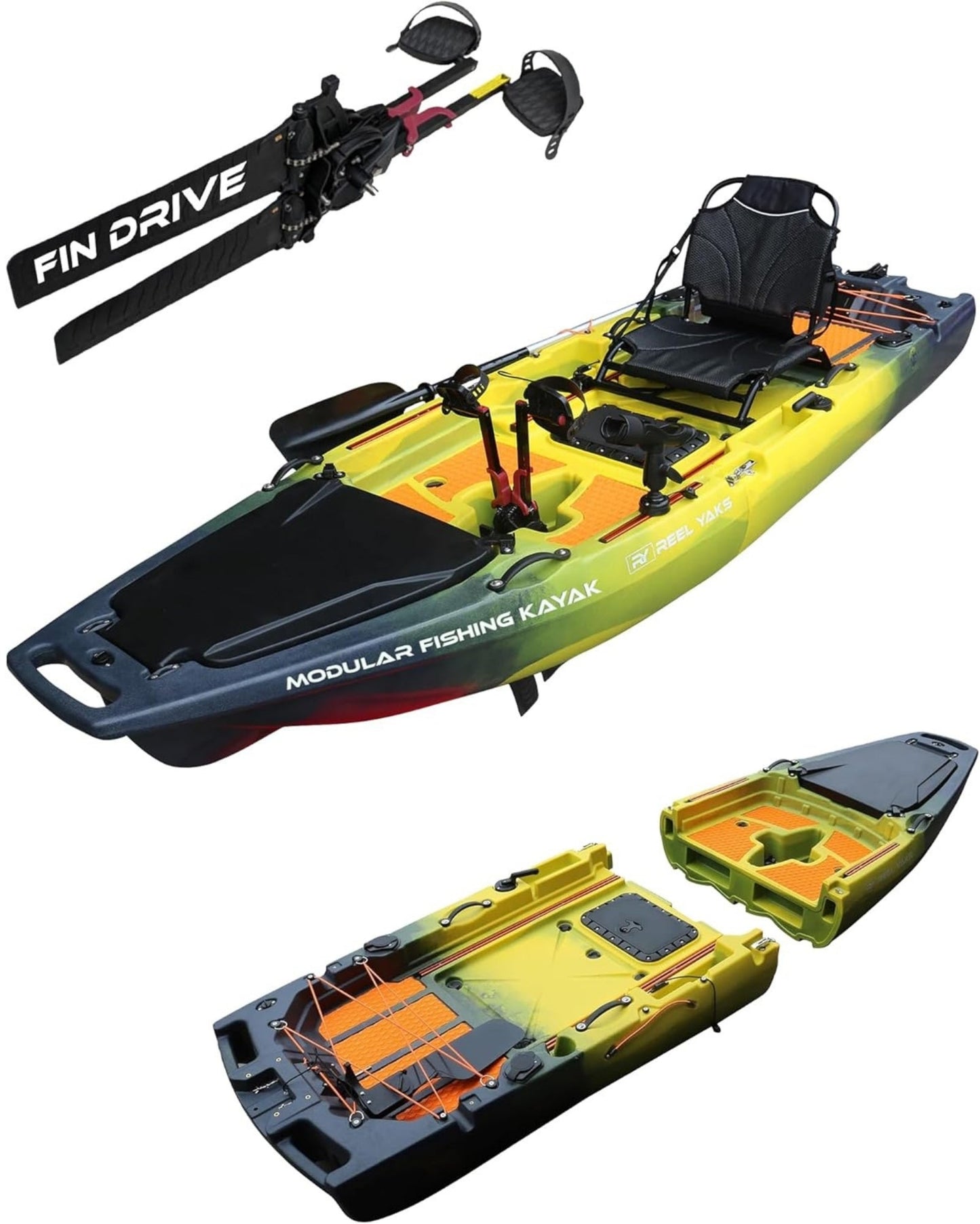 ReelYaks Rocket 9.8ft Fin Drive Modular Fishing Kayak