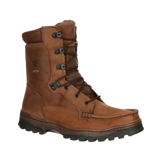 ROCKY OUTLAND 8" UPLAND GORE-TEX NON-INSULATED BOOTS - BROWN - FRONT ANGLED VIEW