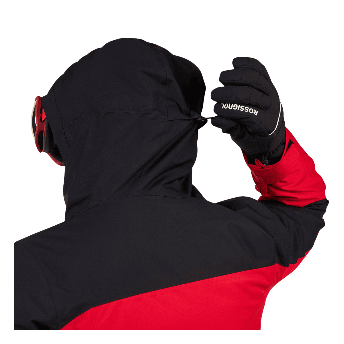 ROSSIGNOL MEN'S VELIKA INSULATED JACKET - SPORTS RED - CLOSER BACK VIEW