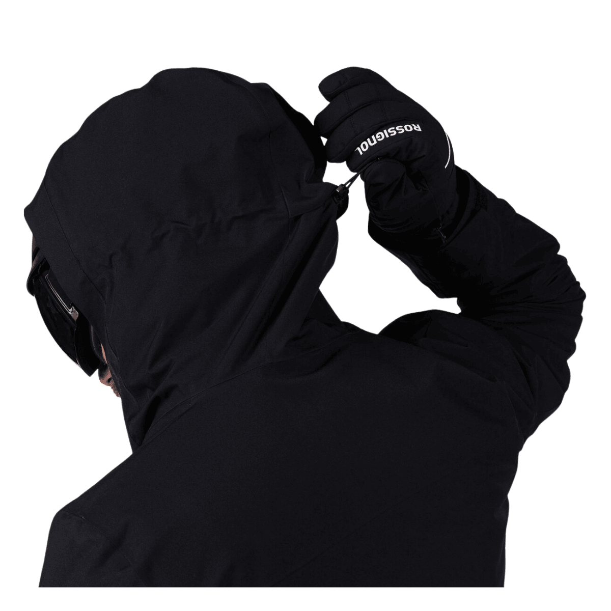 ROSSIGNOL MEN'S VELIKA INSULATED JACKET - BLACK - CLOSER BACK VIEW