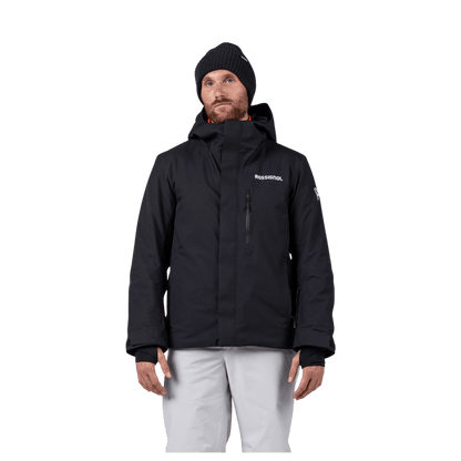 ROSSIGNOL MEN'S VELIKA INSULATED JACKET - BLACK - FRONT VIEW (IN USE)