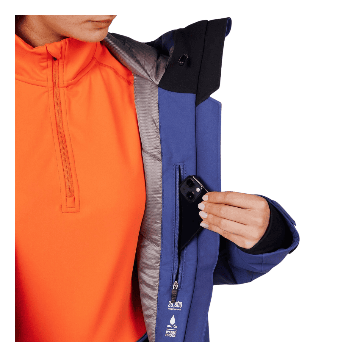 ROSSIGNOL WOMEN'S BLACKSIDE INSULATED JACKET - FUTURE BLUE - CLOSER INSIDE DETAILED VIEW