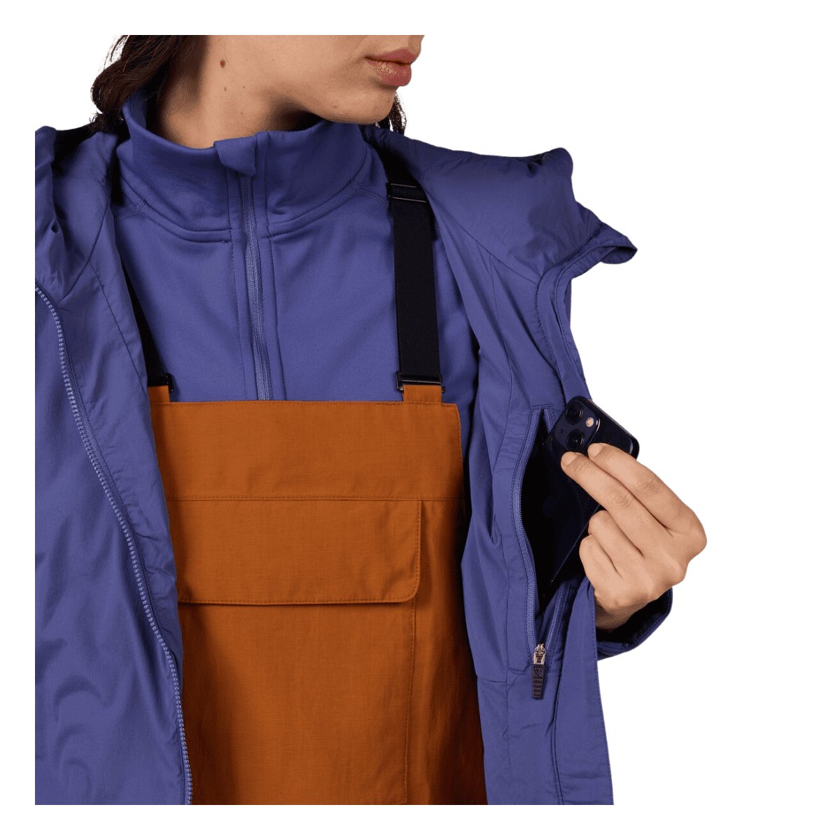 ROSSIGNOL WOMEN'S OPSIDE HOODIE JACKET - FUTURE BLUE - CLOSER INSIDE DETAILED VIEW