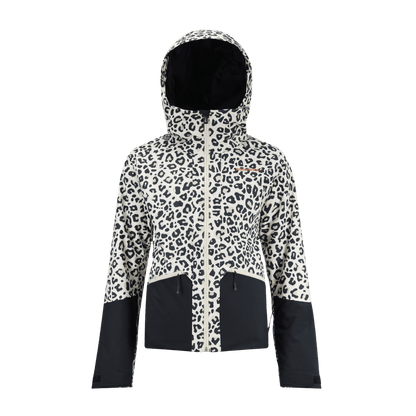 ROSSIGNOL WOMEN'S ROCHRUN ALLOVER JACKET - LEOPARD PRINT - FRONT VIEW