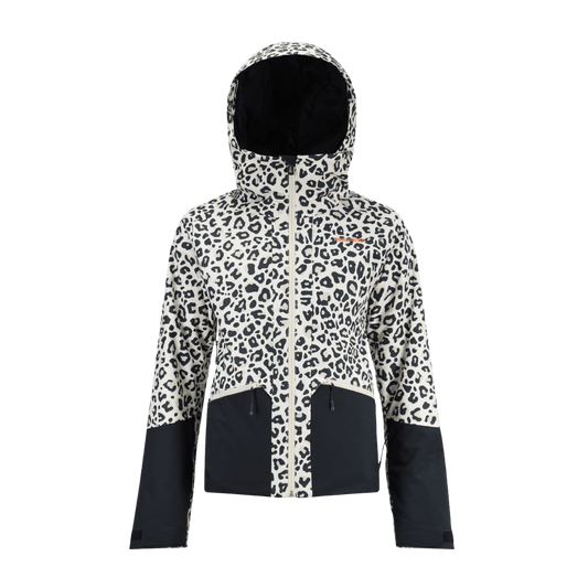 ROSSIGNOL WOMEN'S ROCHRUN ALLOVER JACKET - LEOPARD PRINT - FRONT VIEW
