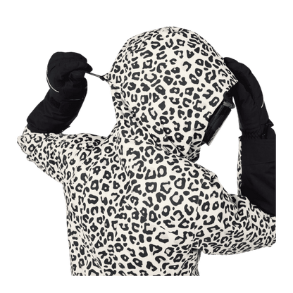 ROSSIGNOL WOMEN'S ROCHRUN ALLOVER JACKET - LEOPARD PRINT - BACK CLOSER VIEW