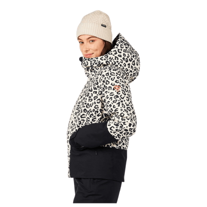 ROSSIGNOL WOMEN'S ROCHRUN ALLOVER JACKET - LEOPARD PRINT - SIDE VIEW
