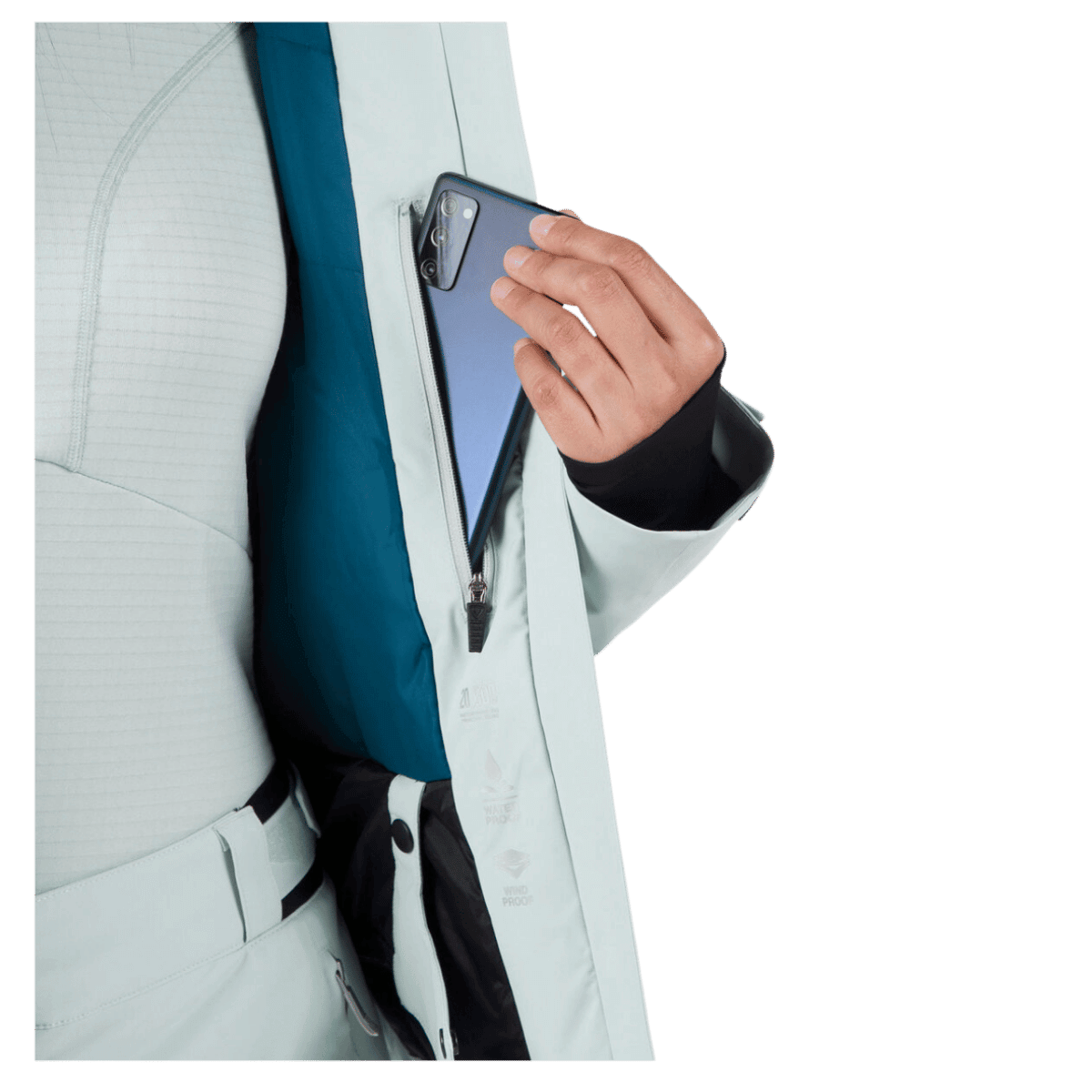 ROSSIGNOL WOMEN'S STRAWPILE SKI JACKET - STEAM - INSIDE POCKET