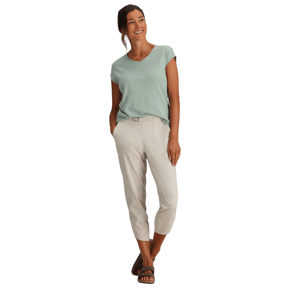 ROYAL ROBBINS WOMEN HEMPLINE CAPRI BLENDED UNDYED FRONT VIEW