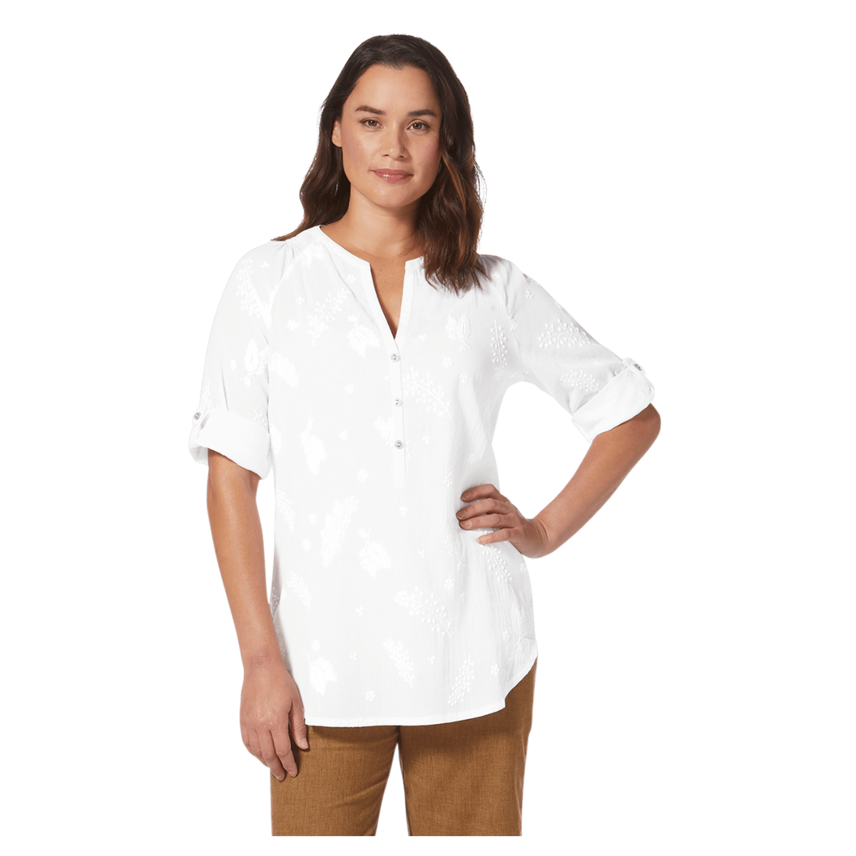 ROYAL ROBBINS WOMEN OASIS TUNIC II 3/4 SLEEVE FRONT VIEW