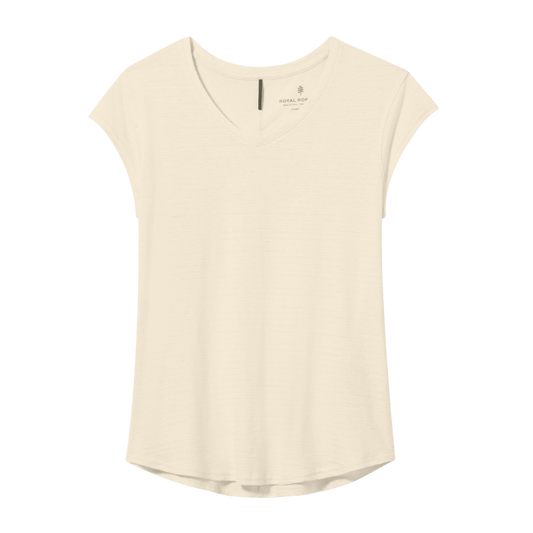ROYAL ROBBINS WOMEN SHORT SLEEVES VACATIONER V-NECK UNDYED FRONT SHIRT VIEW