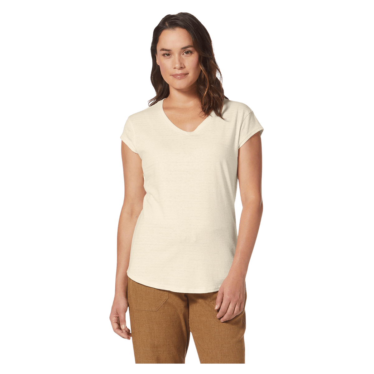 ROYAL ROBBINS WOMEN SHORT SLEEVES VACATIONER V-NECK UNDYED FRONT VIEW