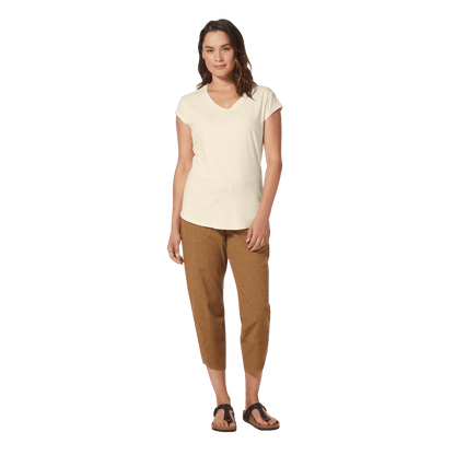 ROYAL ROBBINS WOMEN SHORT SLEEVES VACATIONER V-NECK UNDYED FULL FRONT VIEW