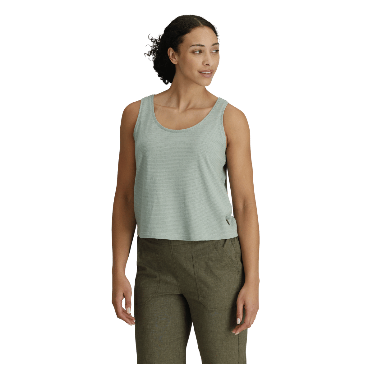 ROYAL ROBBINS WOMEN VACATIONER BOXY TANK SAGE LEAF STR WOMEN FRONT VIEW