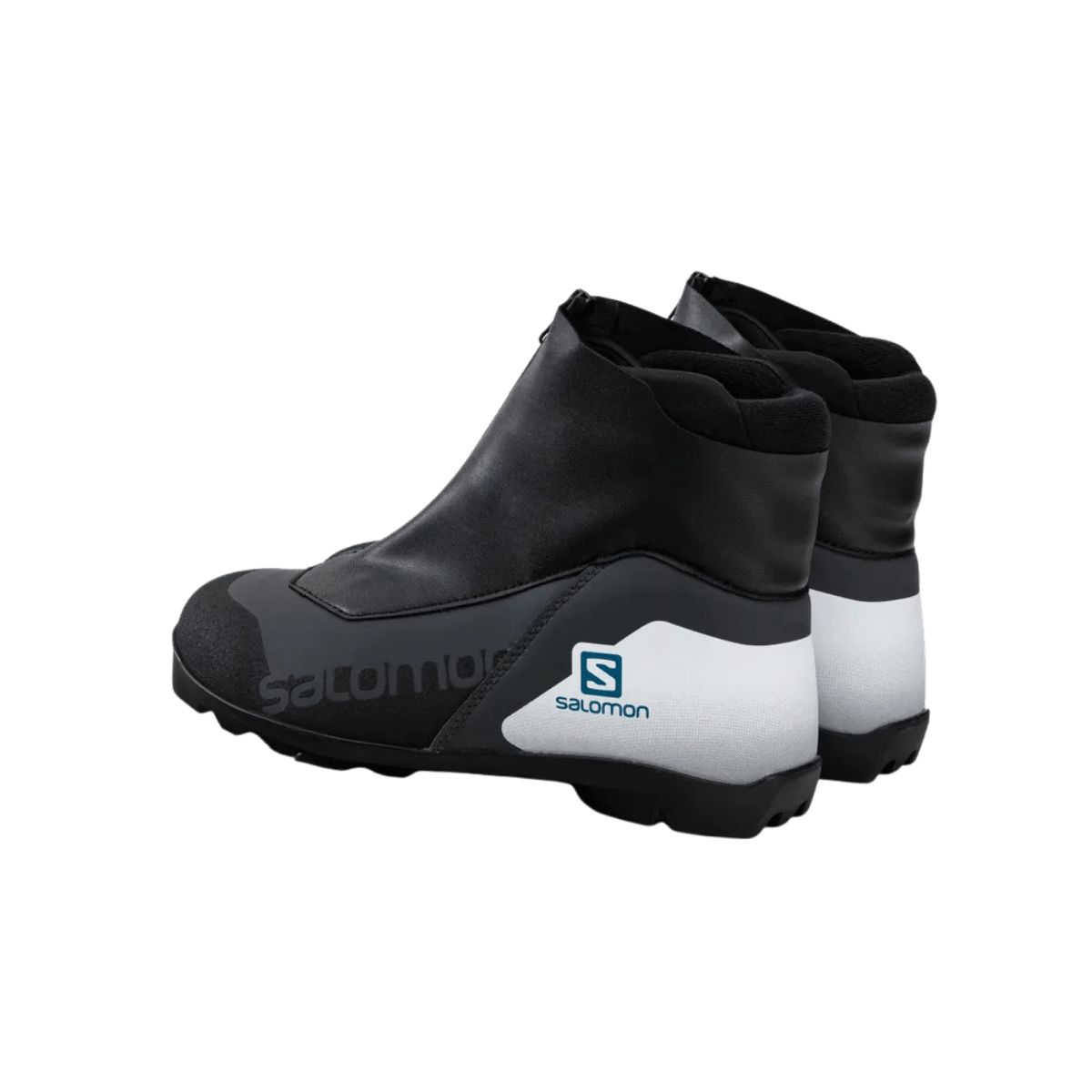 SALOMON ESCAPE PROLINK NORDIC BOOTS – BLACK/WHITE/BLUE – 2022 - BACK PAIR VIEW 