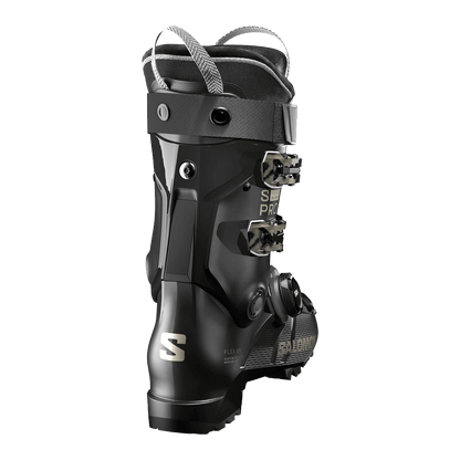 SALOMON WOMEN'S S/PRO SUPRA BOA 85 SKI BOOTS 2025/2026 - BLACK/BLACK/BRONZE - REAR VIEW