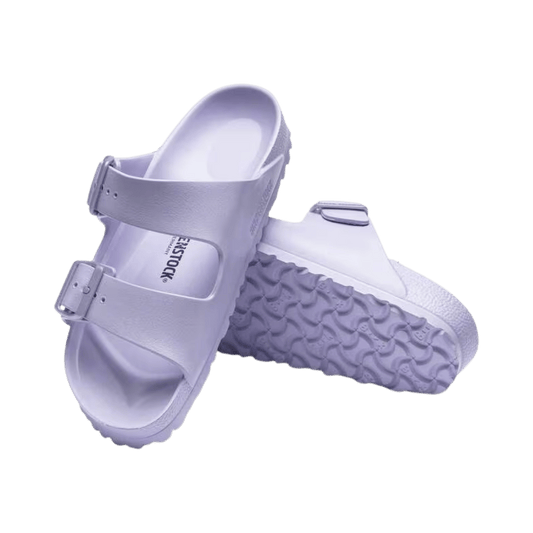BIRKENSTOCK ARIZONA SB EVA - NARROW - PURPLE FOG - FRONT AND OUTSOLE VIEW