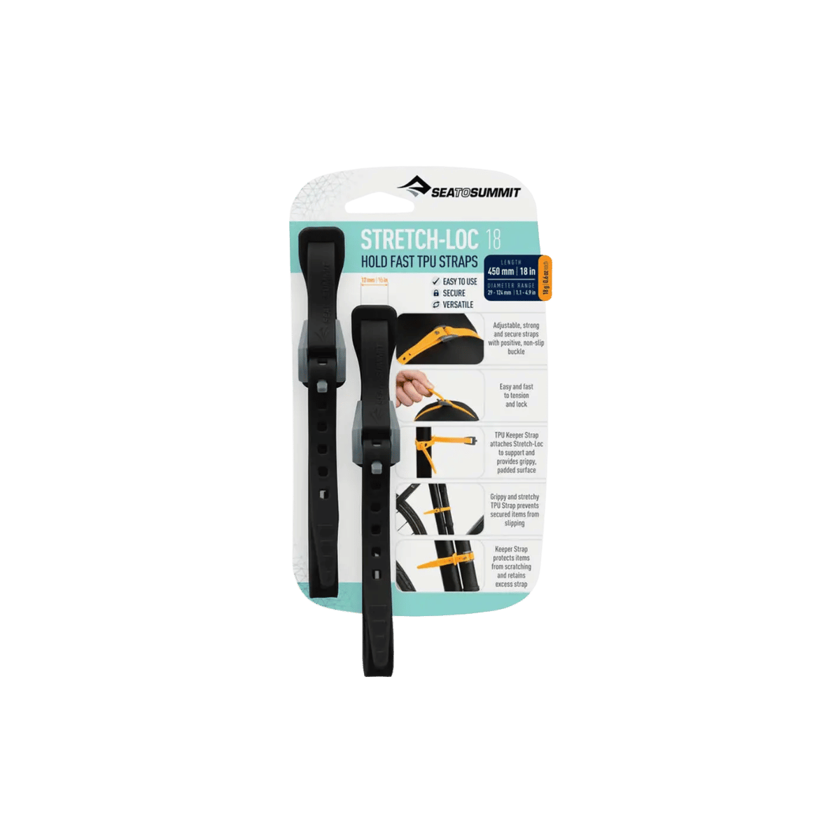 SEA TO SUMMIT STRETCH-LOC TPU STRAPS 2PK BLACK IMAGE