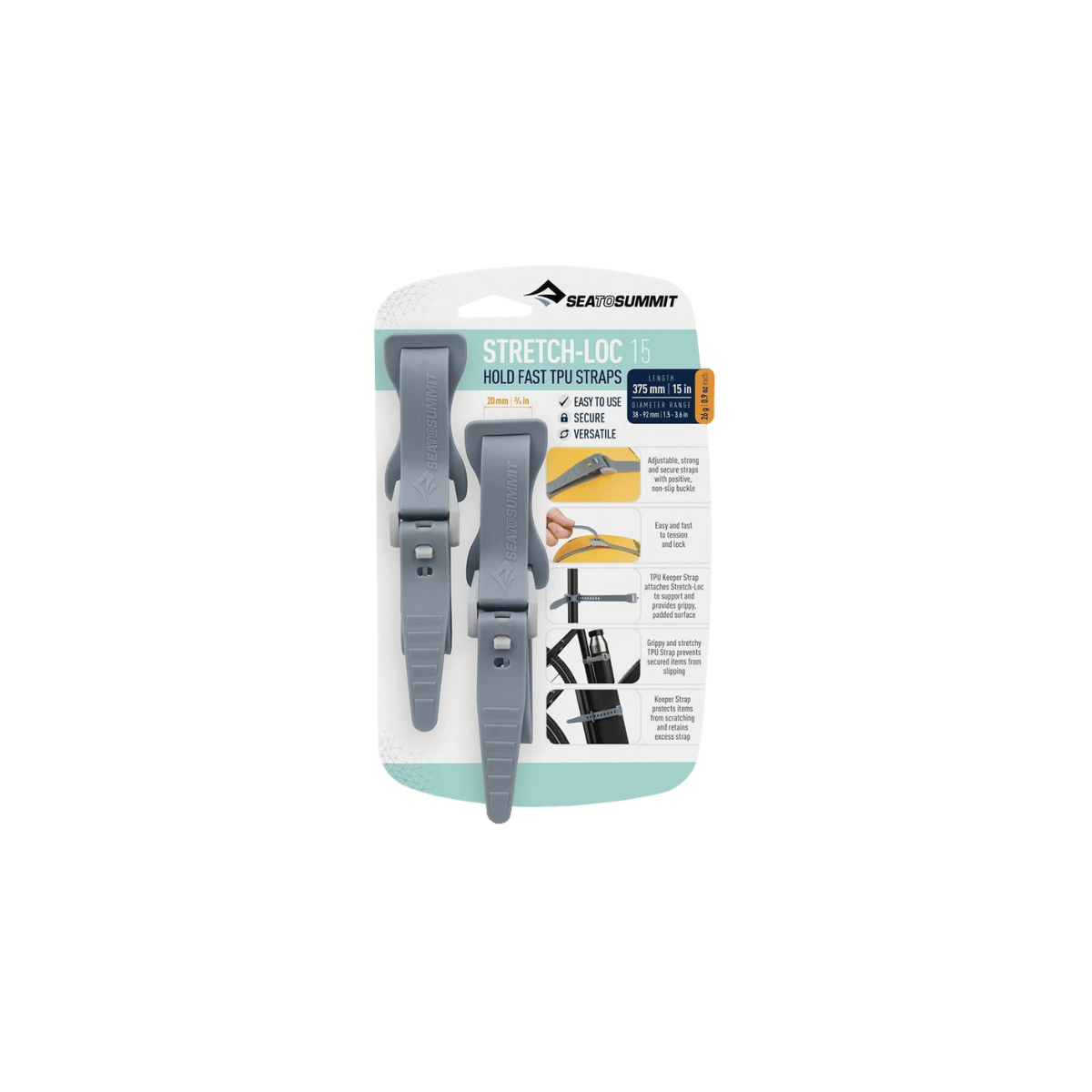 SEA TO SUMMIT STRETCH-LOC TPU STRAPS 2PK GREY IMAGE