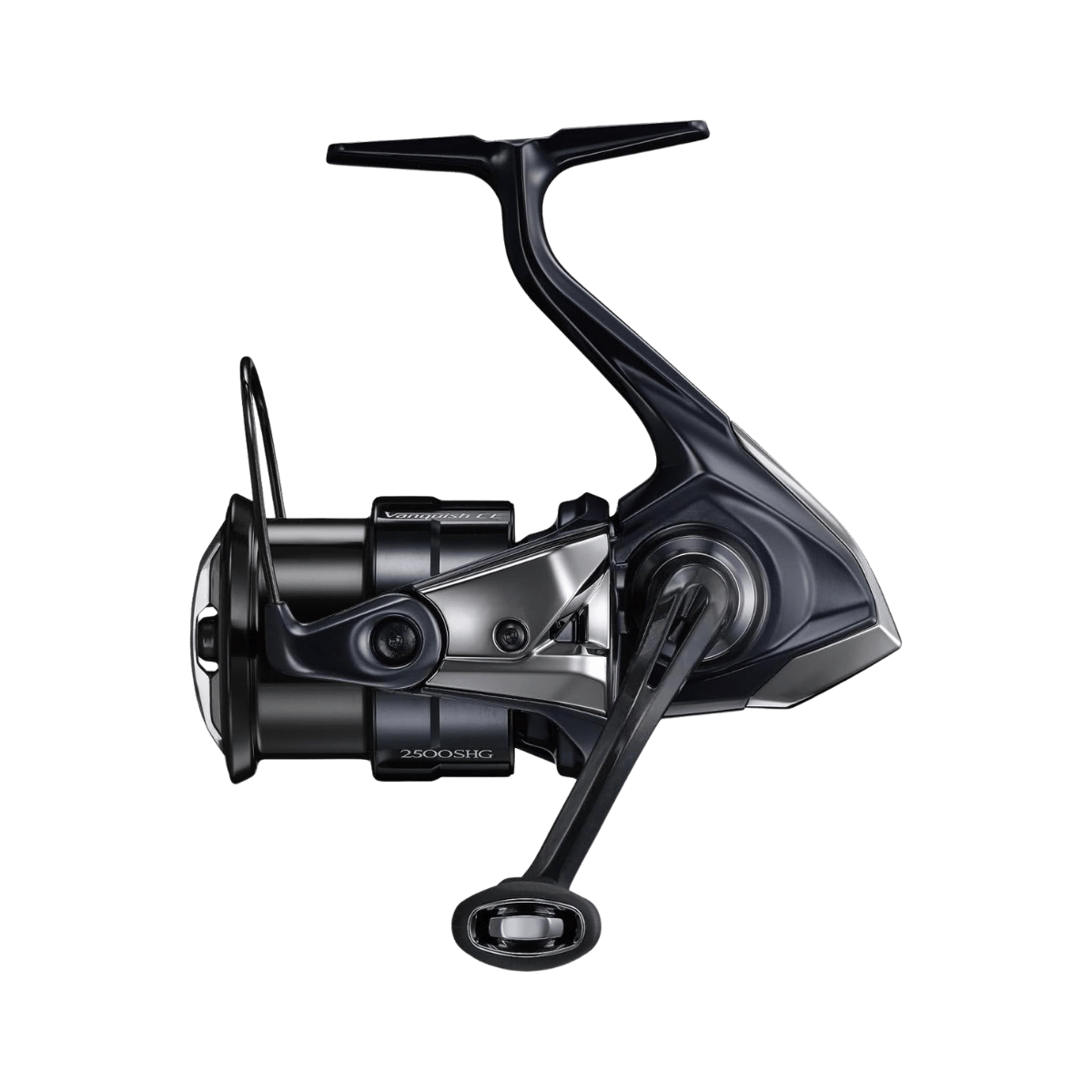 SHIMANO VANQUISH SPINNING REEL 2500SHG, BLACK COLOR, SIDE ANGLE