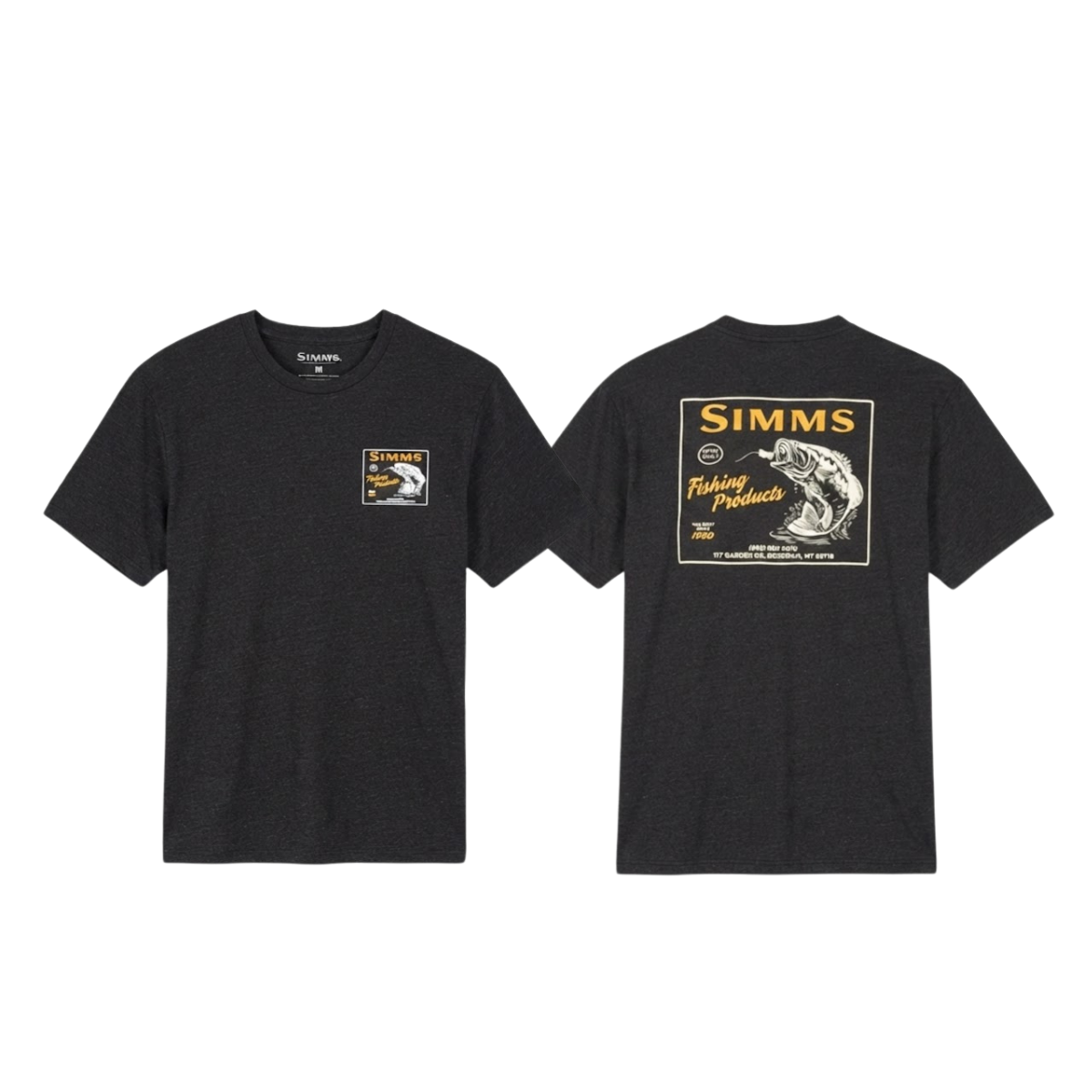 SIMMS BASS TECH T SHIRT BLACK HEATHER