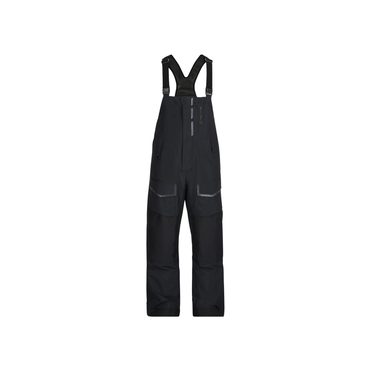 SIMMS CHALLENGER INSULATED BIB, BLACK COLOR, FULL VIEW, SM, MD, LG, XL, XXL, 3XL
