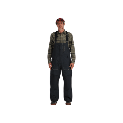SIMMS CHALLENGER INSULATED BIB, BLACK COLOR, FRONT ANGLE, SM, MD, LG, XL, XXL, 3XL