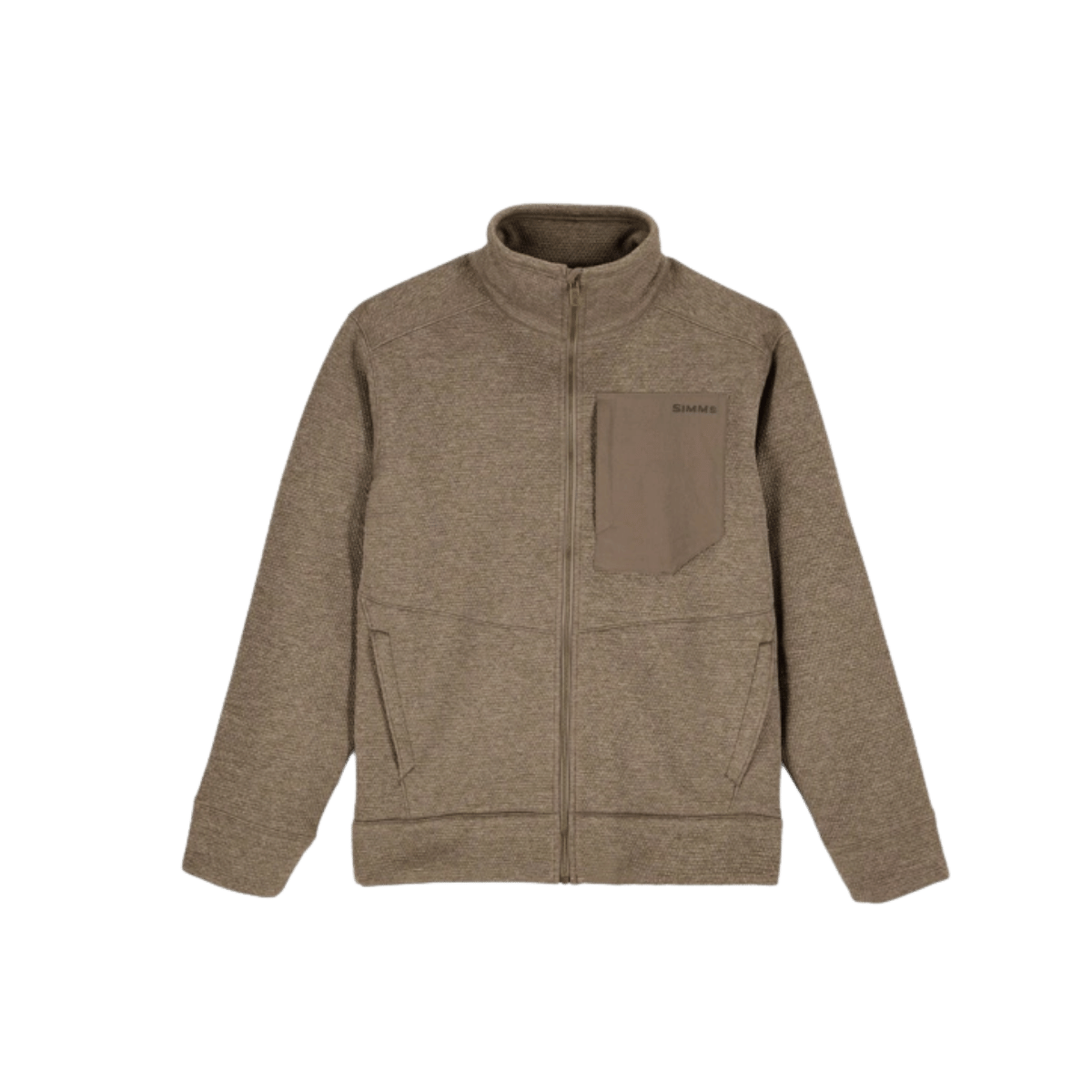 SIMMS HARBOR FLEECE, STURGEON HEATHER, FRONT ANGLE, MD, LG, XL, XXL