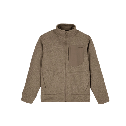 SIMMS HARBOR FLEECE, STURGEON HEATHER, FRONT ANGLE, MD, LG, XL, XXL