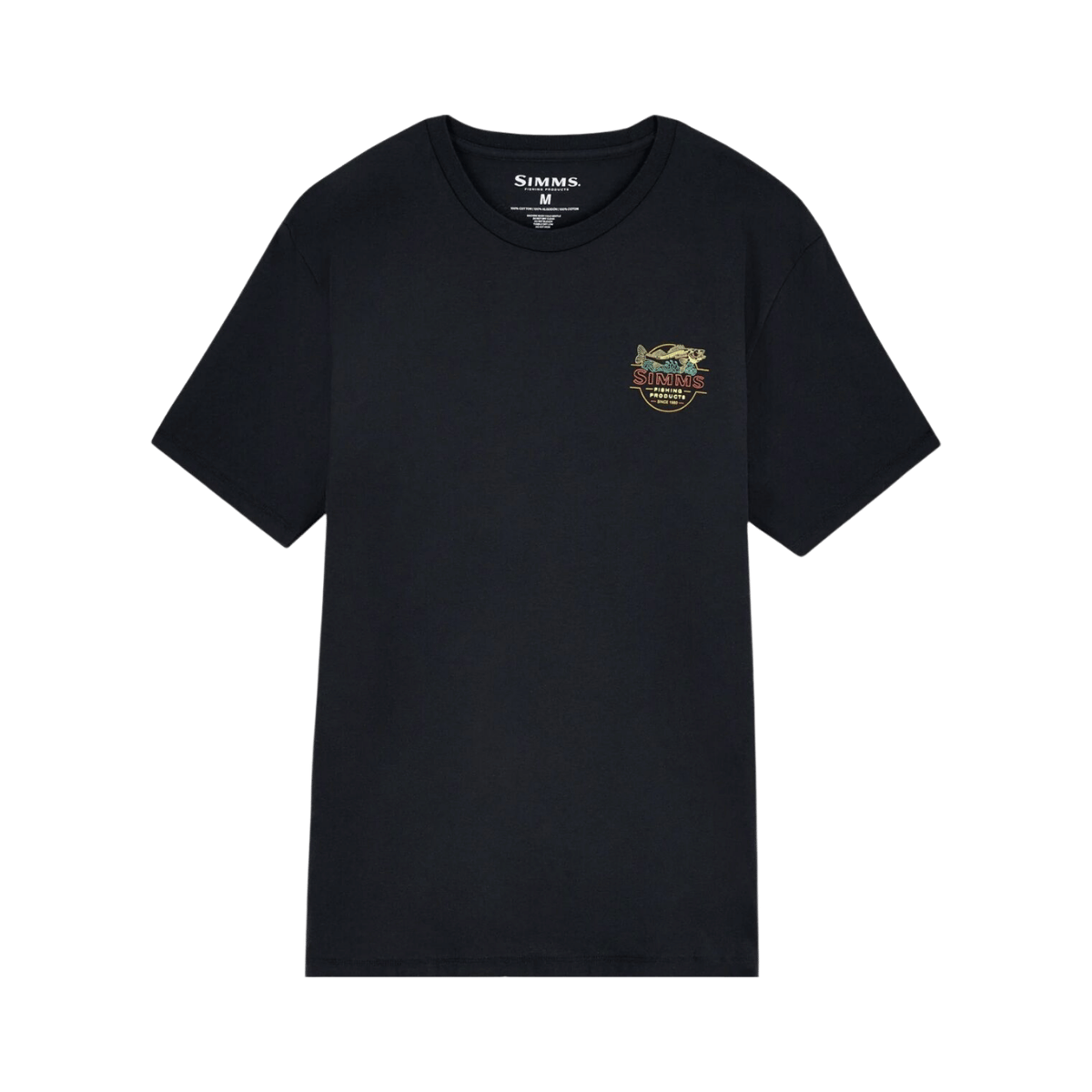 SIMMS NEON DRAFT T-SHIRT, BLACK, FRONT ANGLE, MD, LG, XL, XXL, LOGO