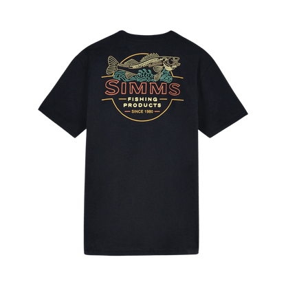 SIMMS NEON DRAFT T-SHIRT, BLACK, BACK ANGLE, MD, LG, XL, XXL, LOGO