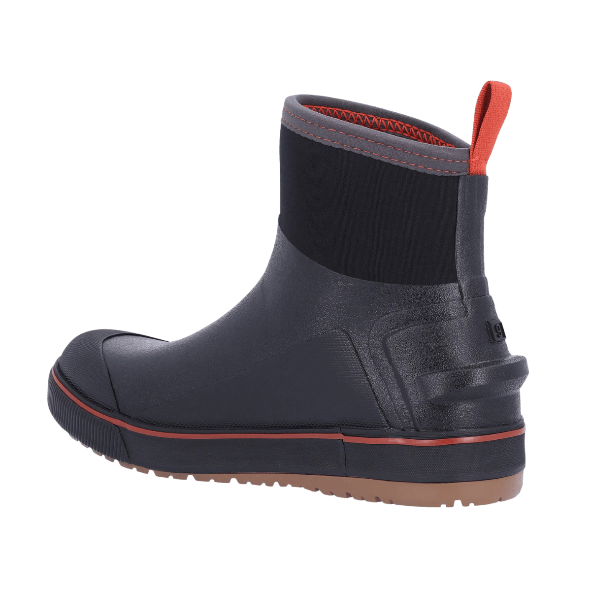 SIMMS MEN'S CHALLENGER 7" DECK BOOT FOR FISHING W/ NEOPRENE LINING - BLACK - BACK SIDE VIEW