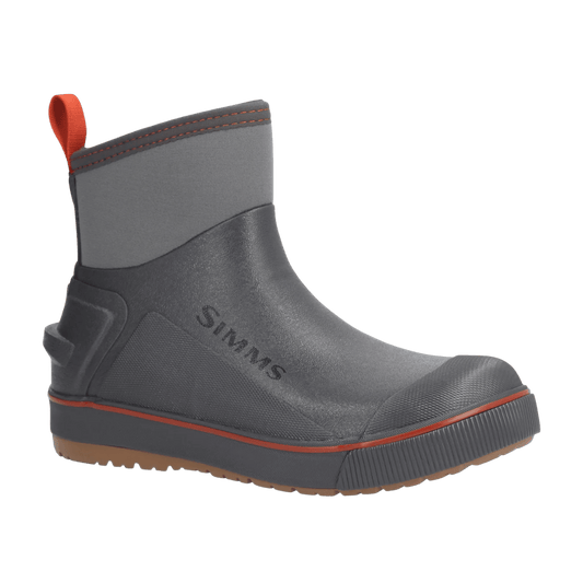 SIMMS MEN'S CHALLENGER 7" DECK BOOT FOR FISHING W/ NEOPRENE LINING - SLATE - FRONT SIDE VIEW