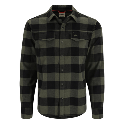 SIMMS MEN'S GALLATIN FLANNEL FISHING SHIRT W/ UPF 50+ - LOADEN BUFFALO - FRONT VIEW