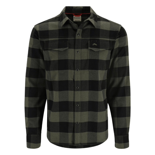 SIMMS MEN'S GALLATIN FLANNEL FISHING SHIRT W/ UPF 50+ - LOADEN BUFFALO - FRONT VIEW