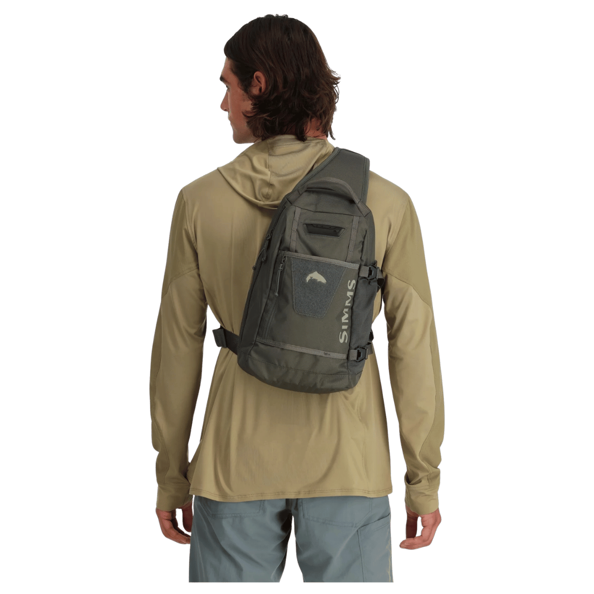 SIMMS TRIBUTARY FISHING SLING PACK - BASALT - BACK VIEW WW