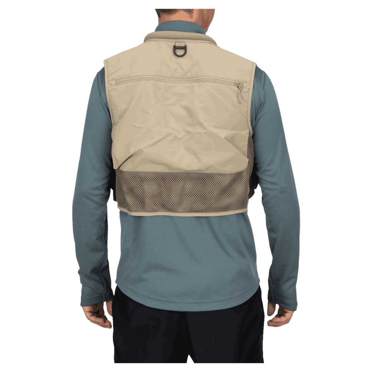 SIMMS TRIBUTARY FISHING NYLON VEST - TAN - BACK VIEW WW