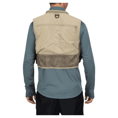 SIMMS TRIBUTARY FISHING NYLON VEST - TAN - BACK VIEW WW